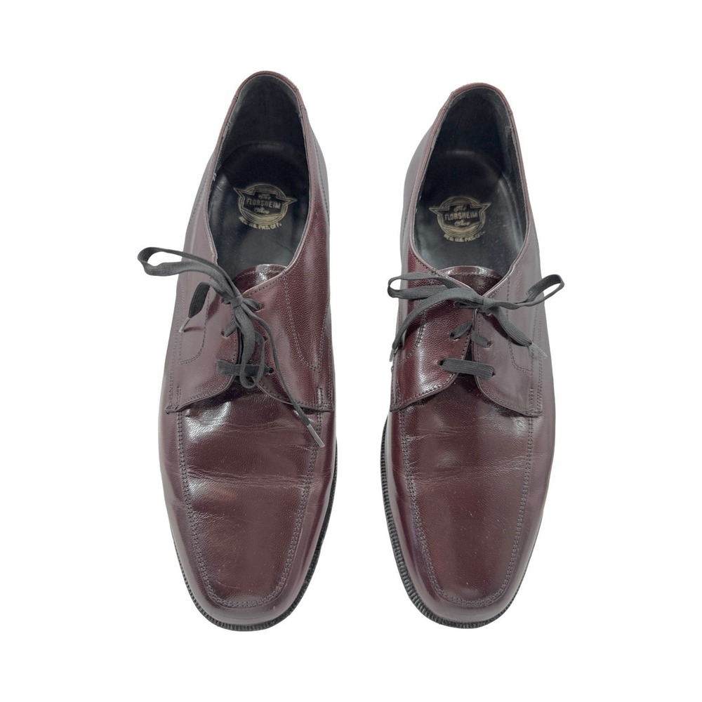 Florsheim Burgundy Leather Apron Toe Dress Shoes Size 8.5 Vintage‎ Classic